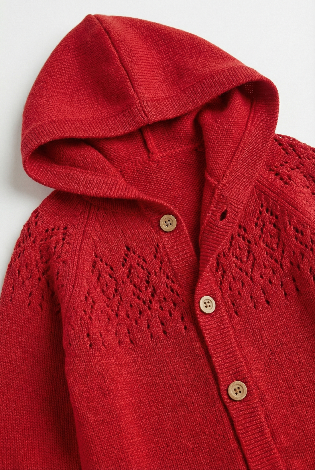 Pointelle Knit Hooded Baby Romper