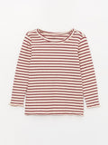 toddler baby girls long sleeve t-shirt in red stripe pattern