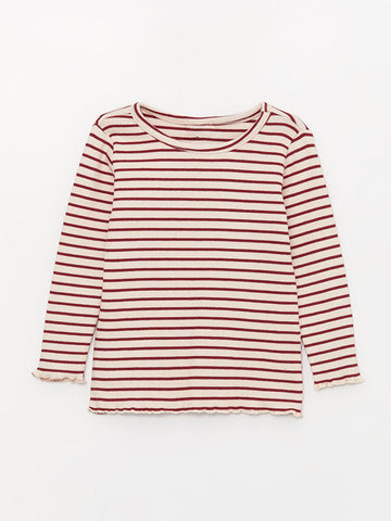 toddler baby girls long sleeve t-shirt in red stripe pattern