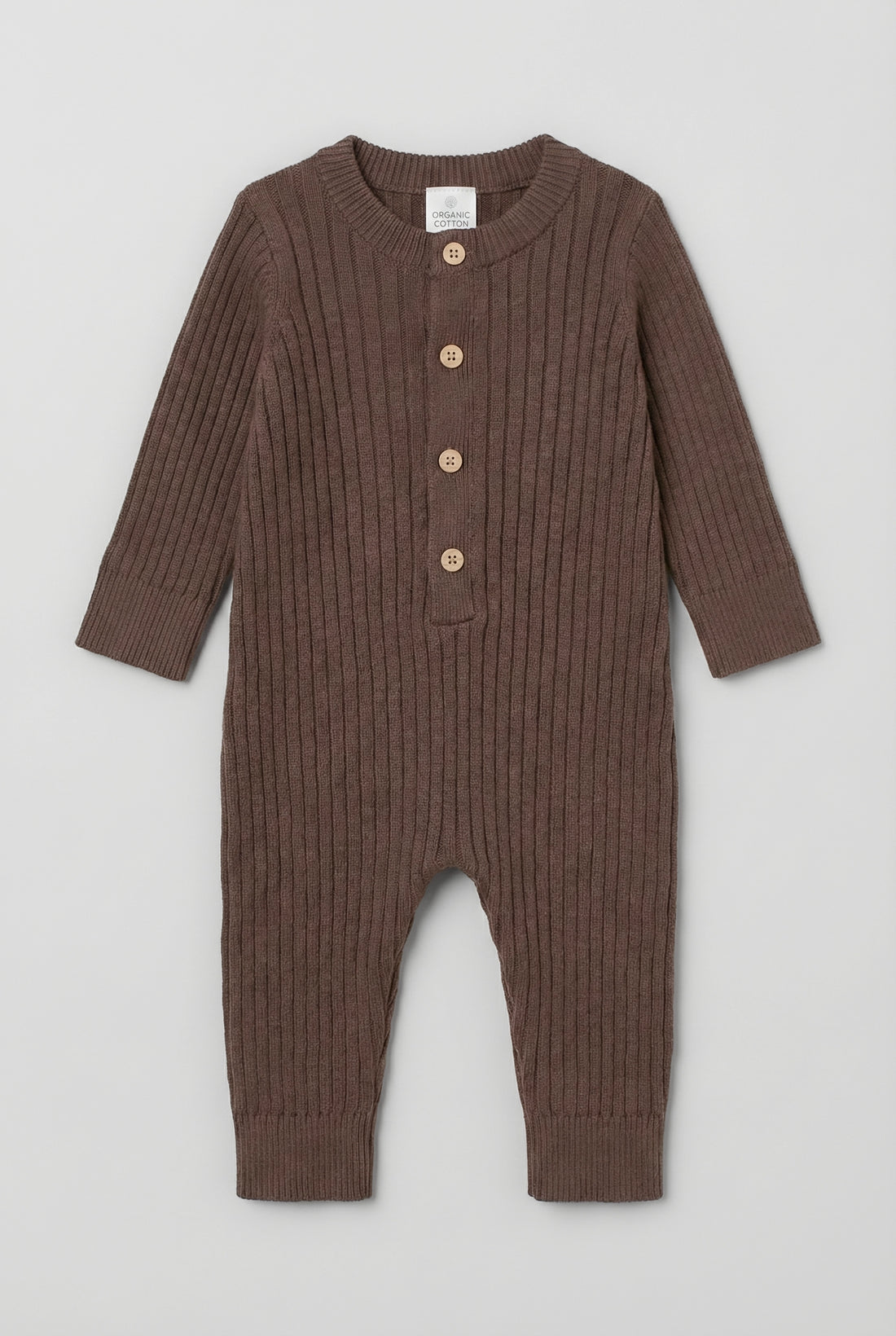 Ribbed Cotton Baby Romper | Brown