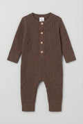 Ribbed Cotton Baby Romper | Brown