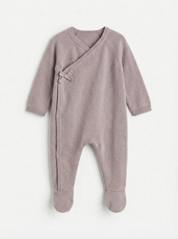 Newborn Side Parted Knit Baby Romper – Mauve