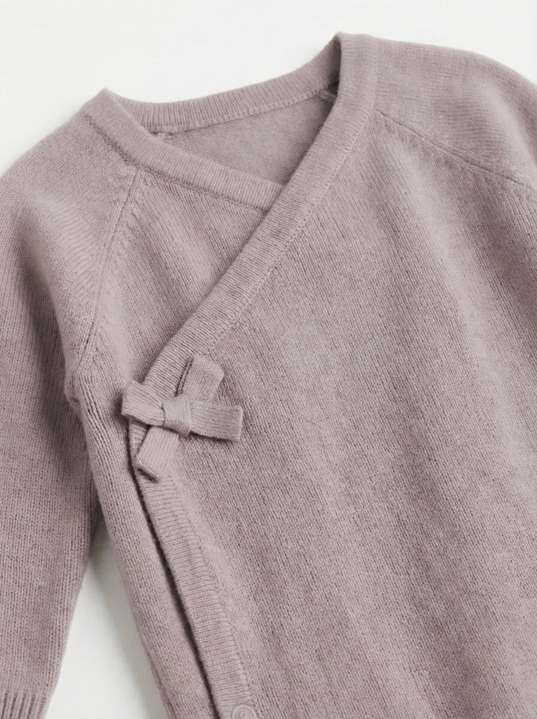 Newborn Side Parted Knit Baby Romper – Mauve