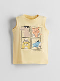 Sleeveless Yellow Baby Set Tops