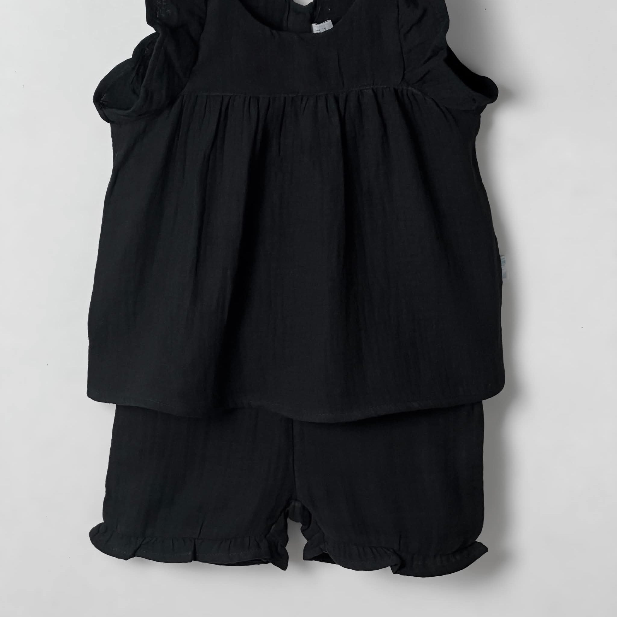 Soft Cotton Baby Girl's Muslin Set | Black