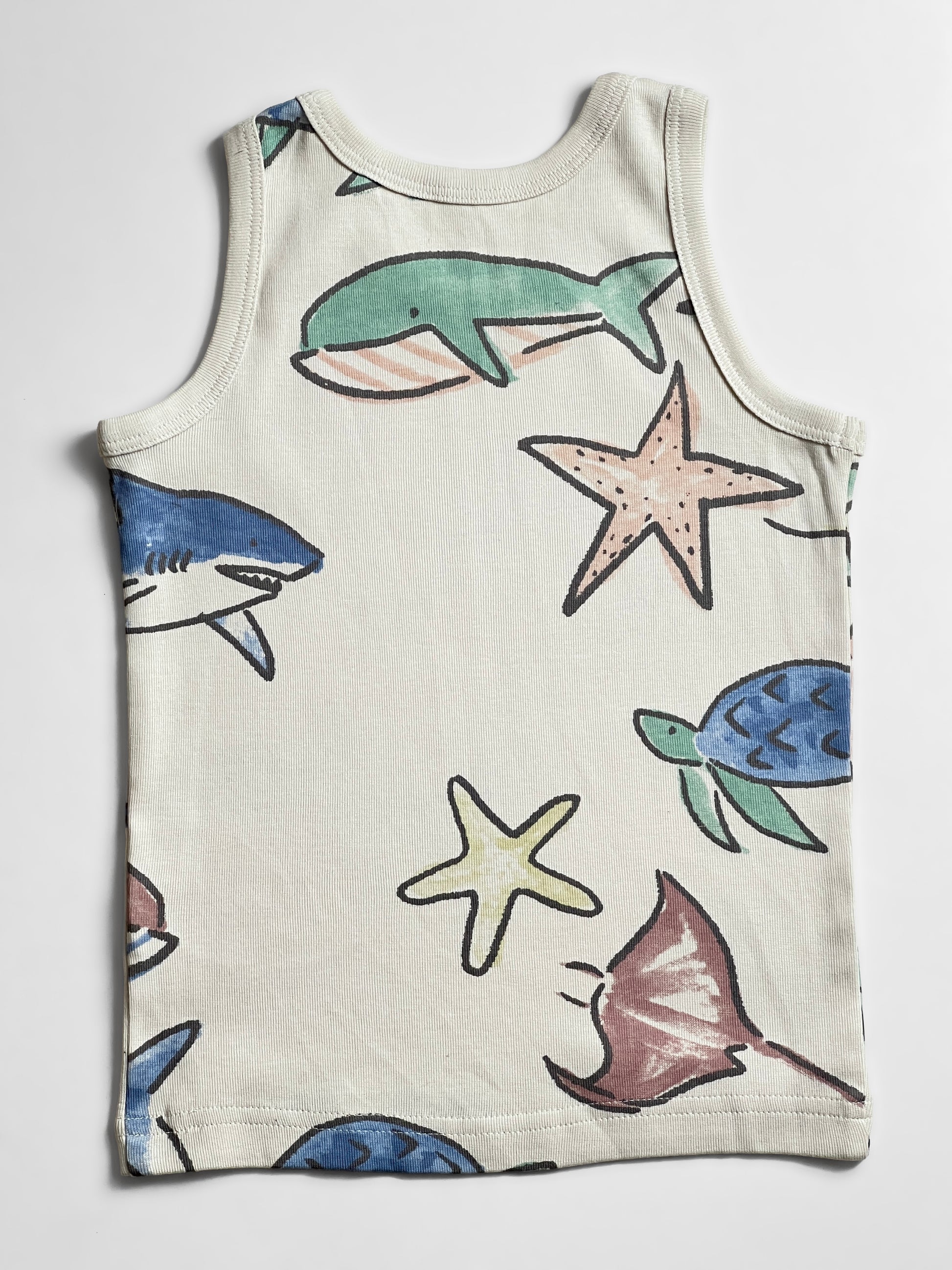 Soft Organic Cotton  fabric toddler boys vest tank top dress - Beige back
