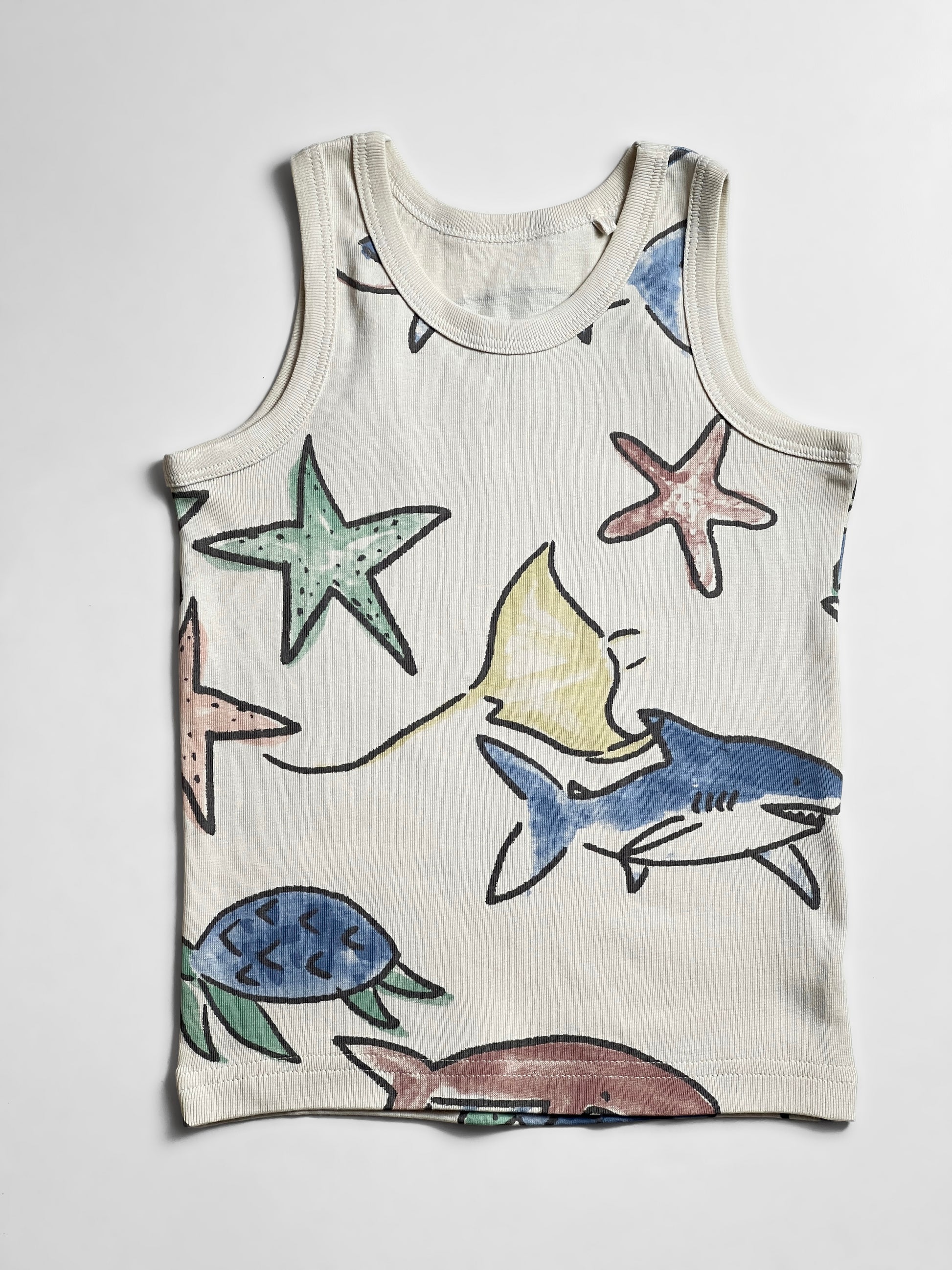 Soft Organic Cotton  fabric toddler boys vest tank top dress - Beige front