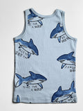 Soft Organic Cotton  fabric toddler boys vest tank top dress - Blue Back