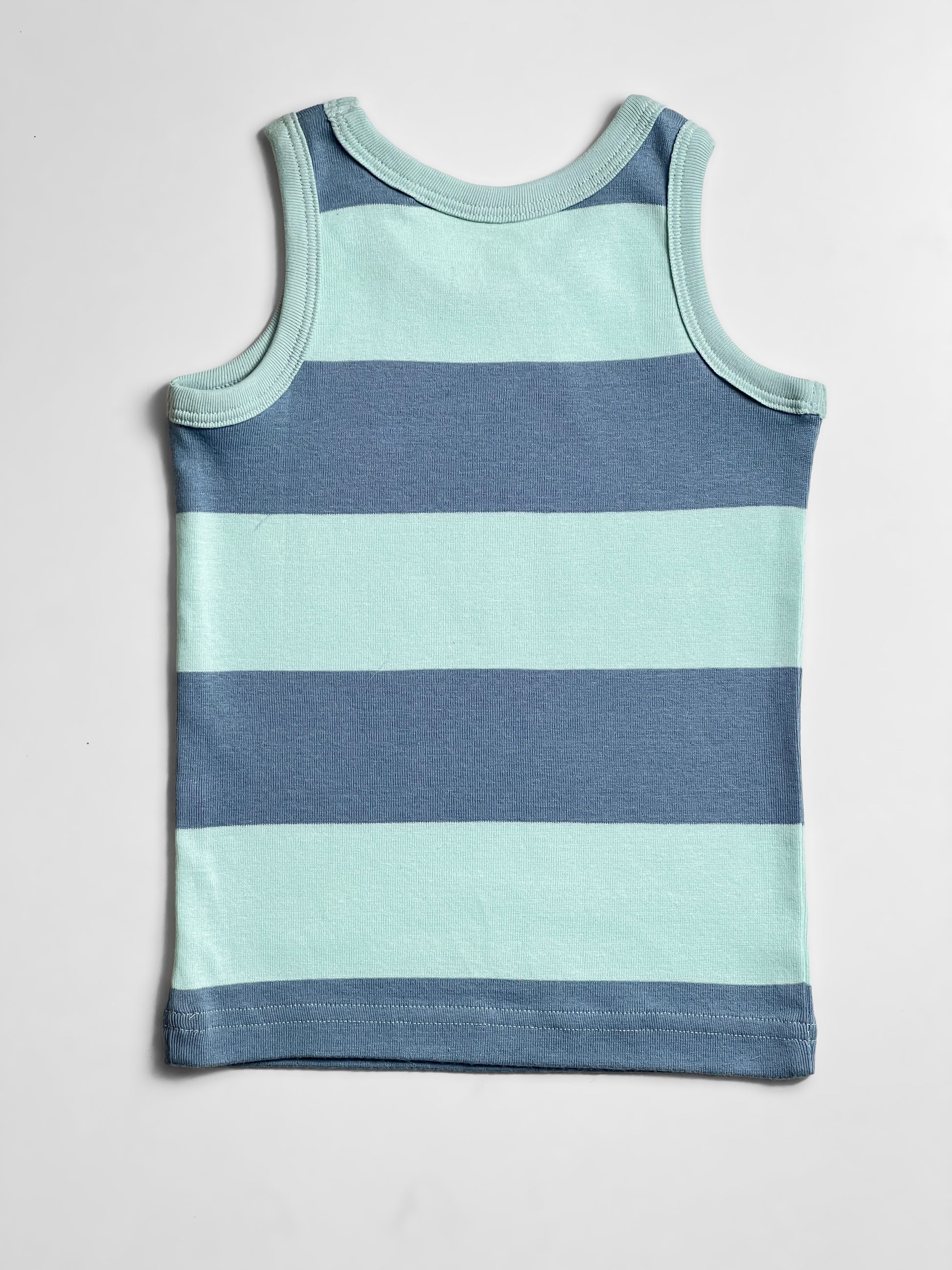 Soft Organic Cotton  fabric toddler boys vest tank top dress - Mint Step Back