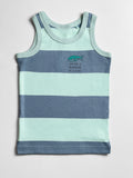 Soft Organic Cotton  fabric toddler boys vest tank top dress - Mint Step Front