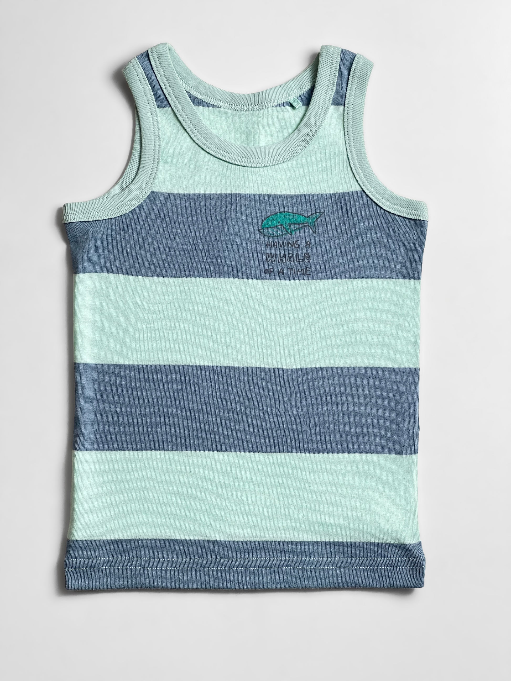 Soft Organic Cotton  fabric toddler boys vest tank top dress - Mint Step Front