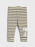 Striped leggings with a cartoon character on a white background