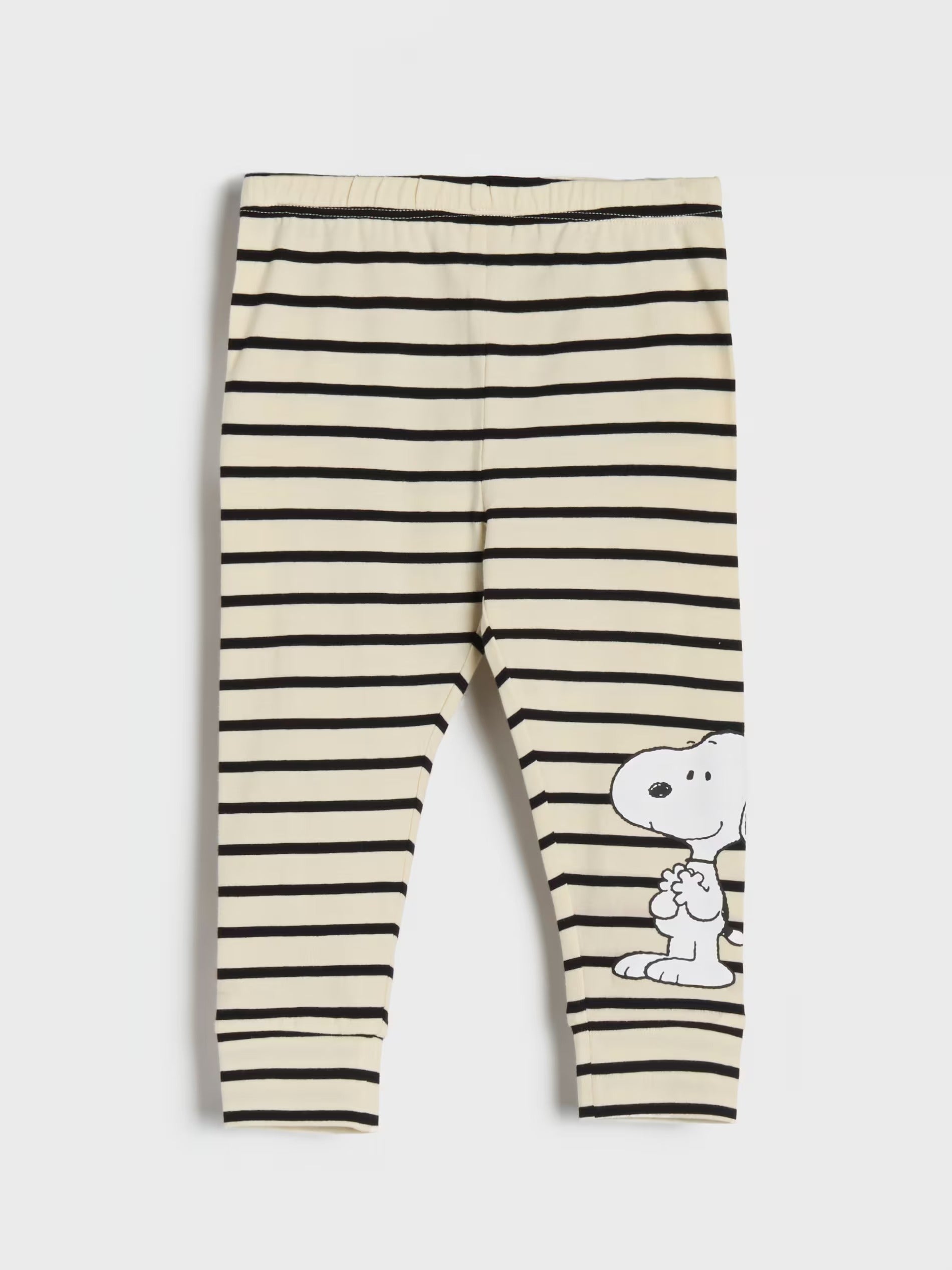 Striped leggings with a cartoon character on a white background