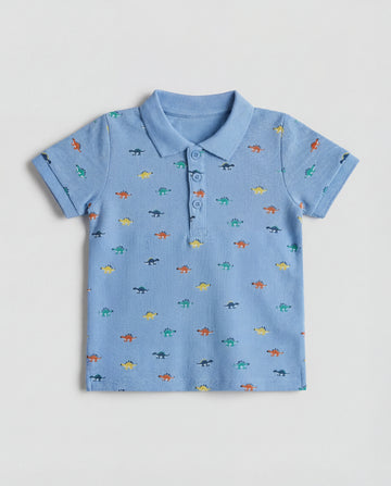 Toddler Baby Boy Short Sleeve Cotton Pique Polo T-Shirt | Light Pastel Blue