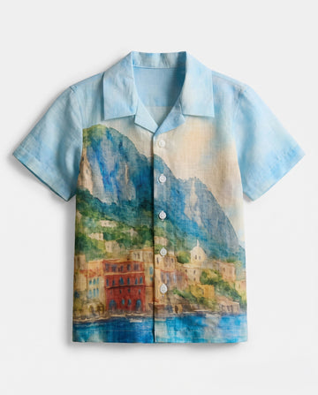 Toddler Linen Shirt - Scenic Print