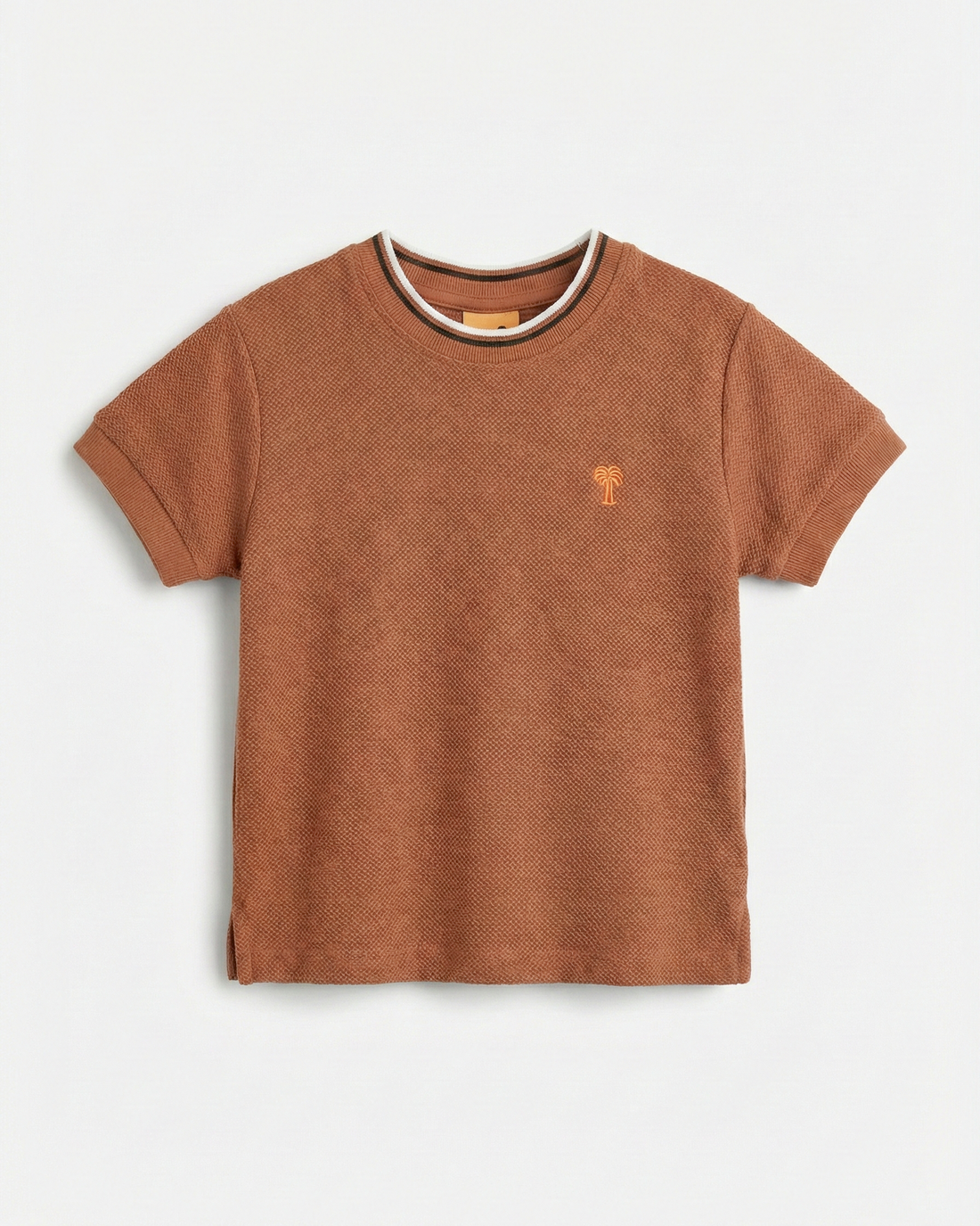 Toddler Cotton Waffle Pattern Half Sleeve T-Shirt - Orange