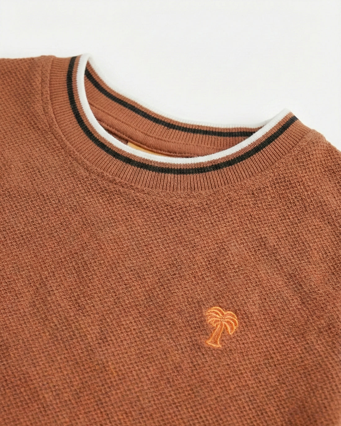 Toddler Cotton Waffle Pattern Half Sleeve T-Shirt - Orange