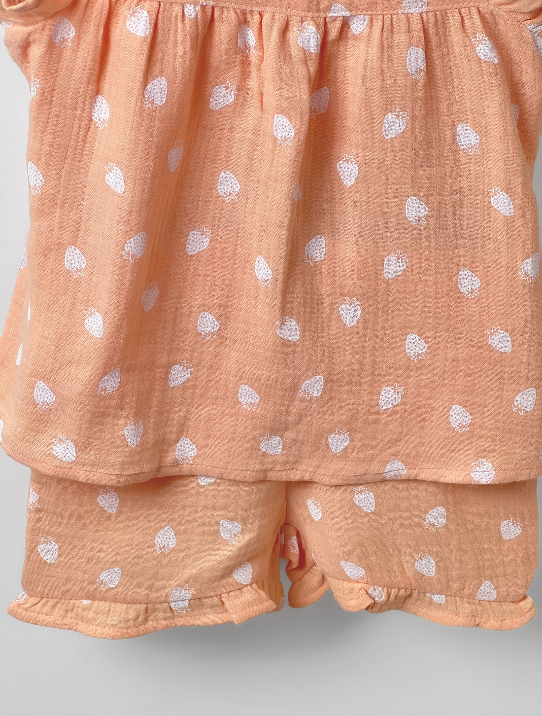 Toddler Baby Girl's Soft Muslin Ruffle Sleeve Set | Pale Orange Color