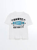 Toddler Boy's Cotton Half Sleeve T-shirt | Off White