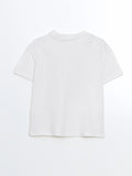 Toddler Boy's Cotton Half Sleeve T-shirt | Off White