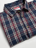 Toddler Boy's Full Sleeve Cotton Shirt | Navy & Red Striped