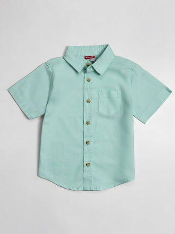 Toddler Boy's Half Sleeve Cotton Shirt | Mint Green