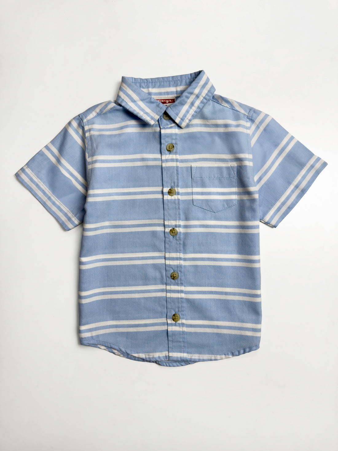 Toddler Boys Light Blue Striped Cotton Shirt