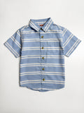 Toddler Boys Light Blue Striped Cotton Shirt