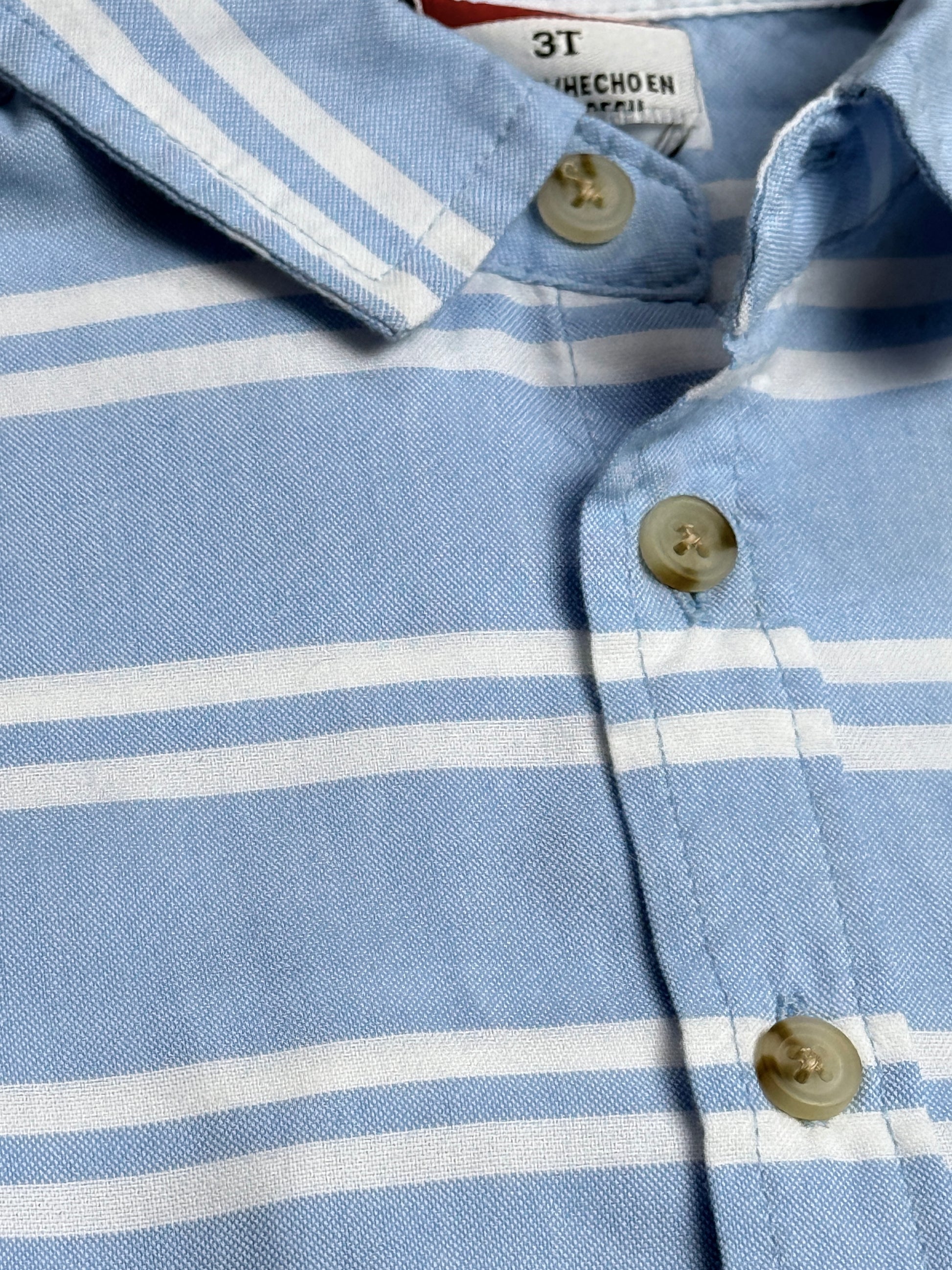 Toddler Boys Light Blue Striped Cotton Shirt