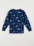 Toddler Boys’ Navy Blue Space Print Full Sleeve T-Shirt back