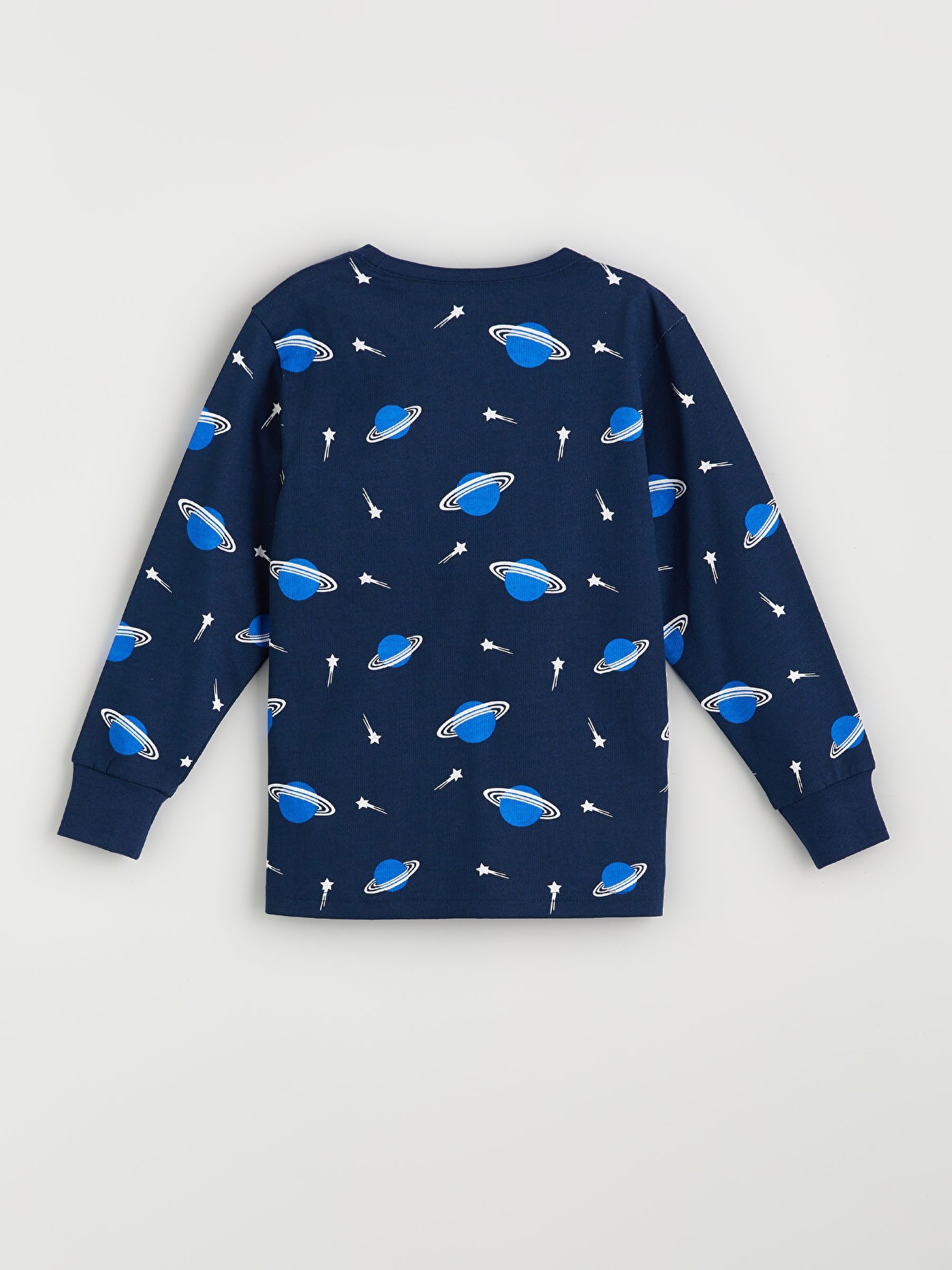 Toddler Boys’ Navy Blue Space Print Full Sleeve T-Shirt back