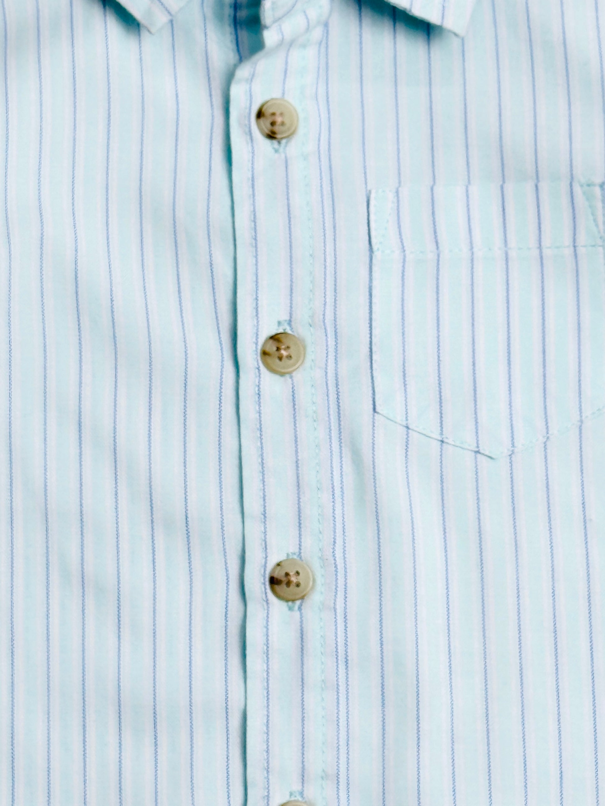 Toddler Boys' Short Sleeve Striped Shirt – Light Mint & Blue Striped 