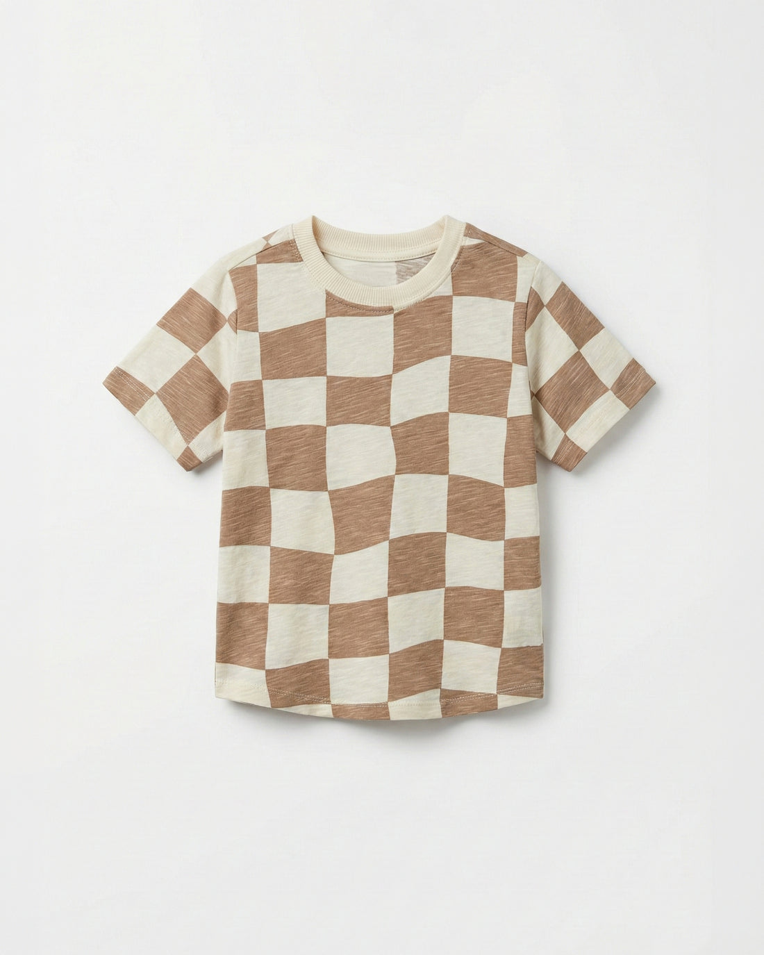 Toddler Classic Cotton T-Shirt | Beige Block Print