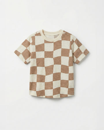 Toddler Classic Cotton T-Shirt | Beige Block Print