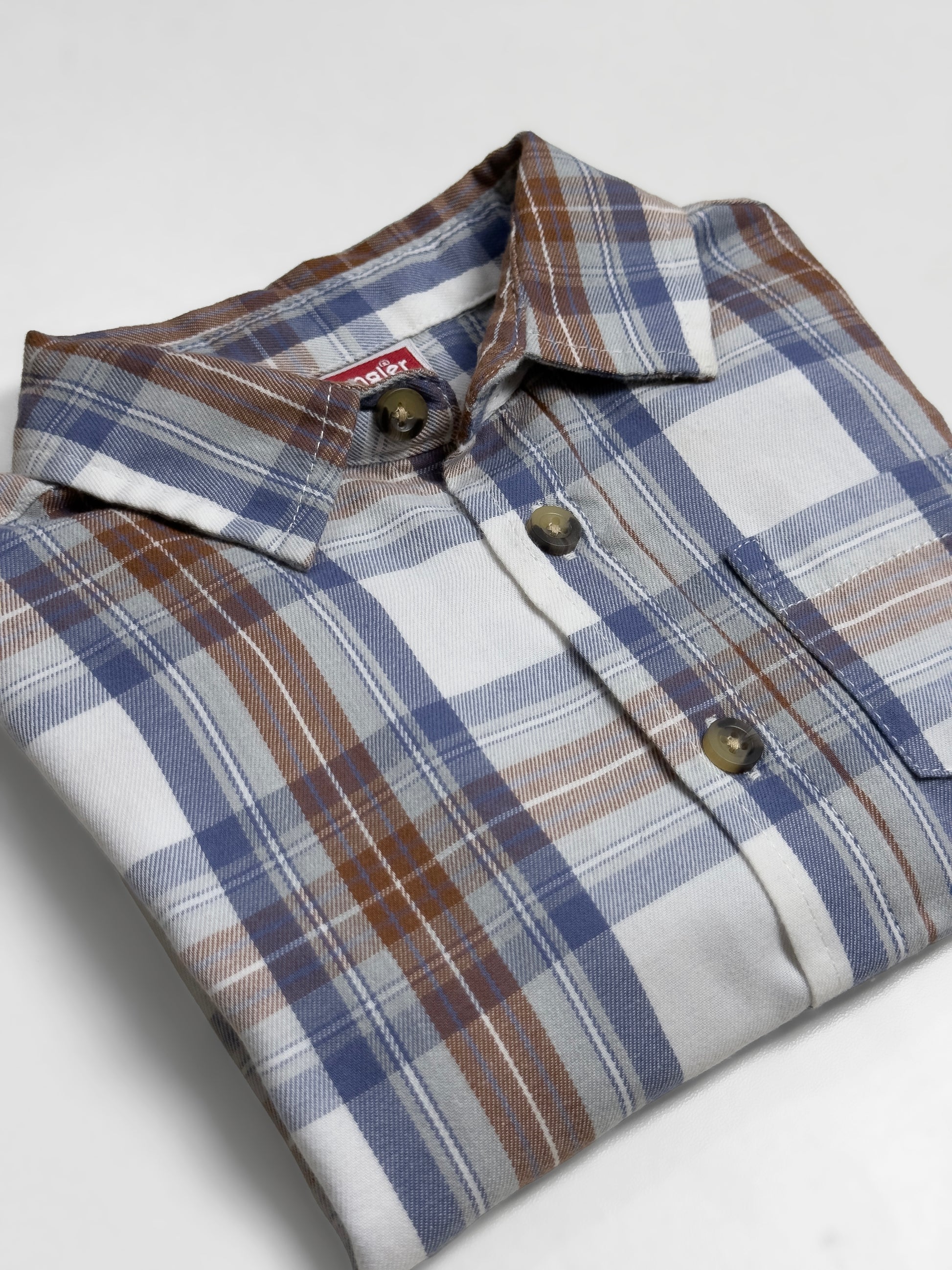 Toddler Full Sleeve Cotton Shirt | White & Khaki Stripe