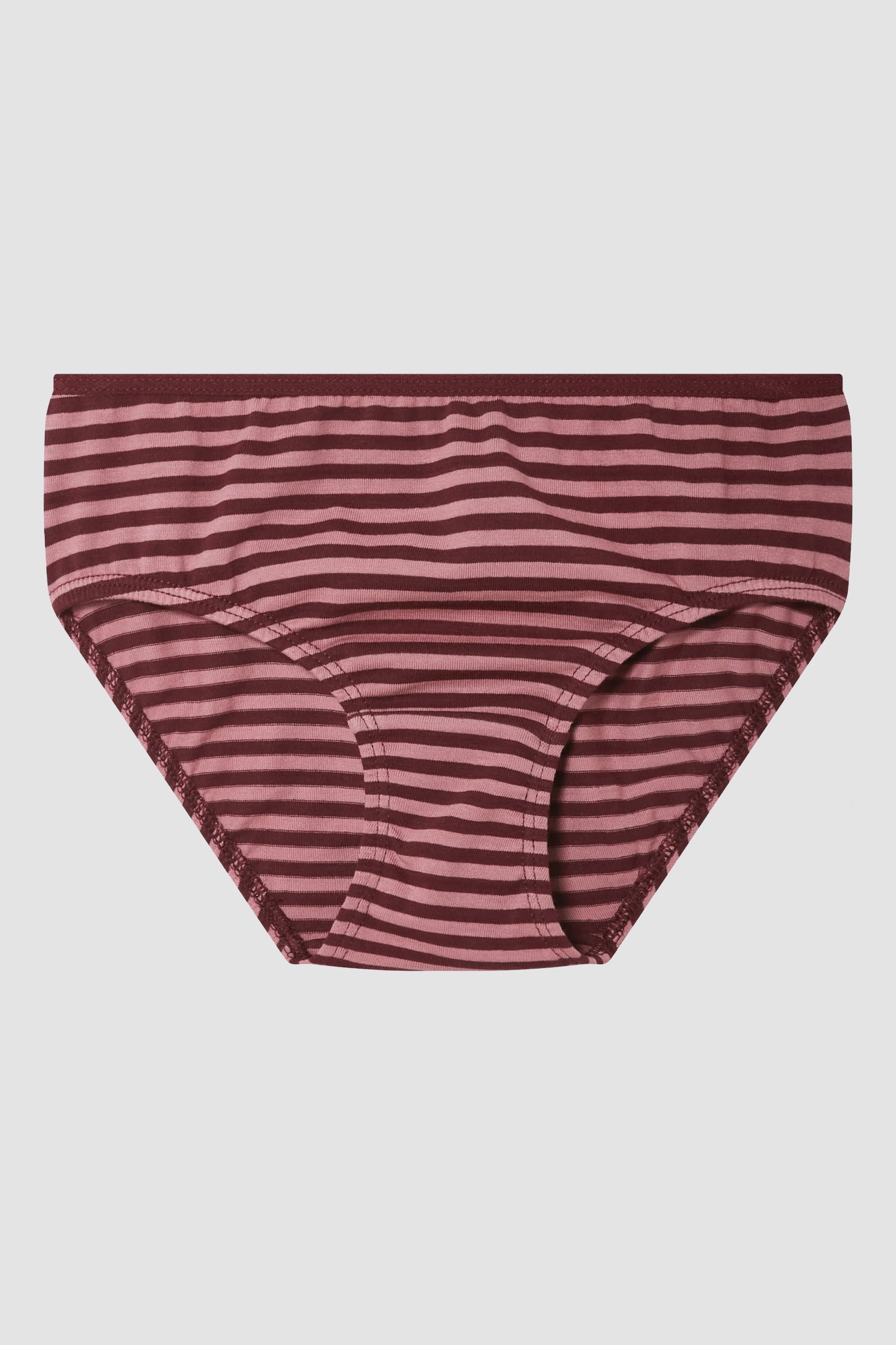 Toddler girl's Striped underwear in pink and brown on a light gray background