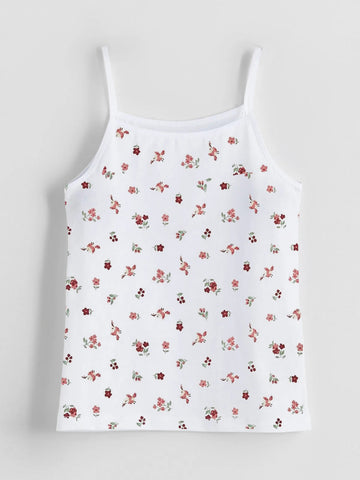 Toddler Girl's Strappy Cotton White Tops
