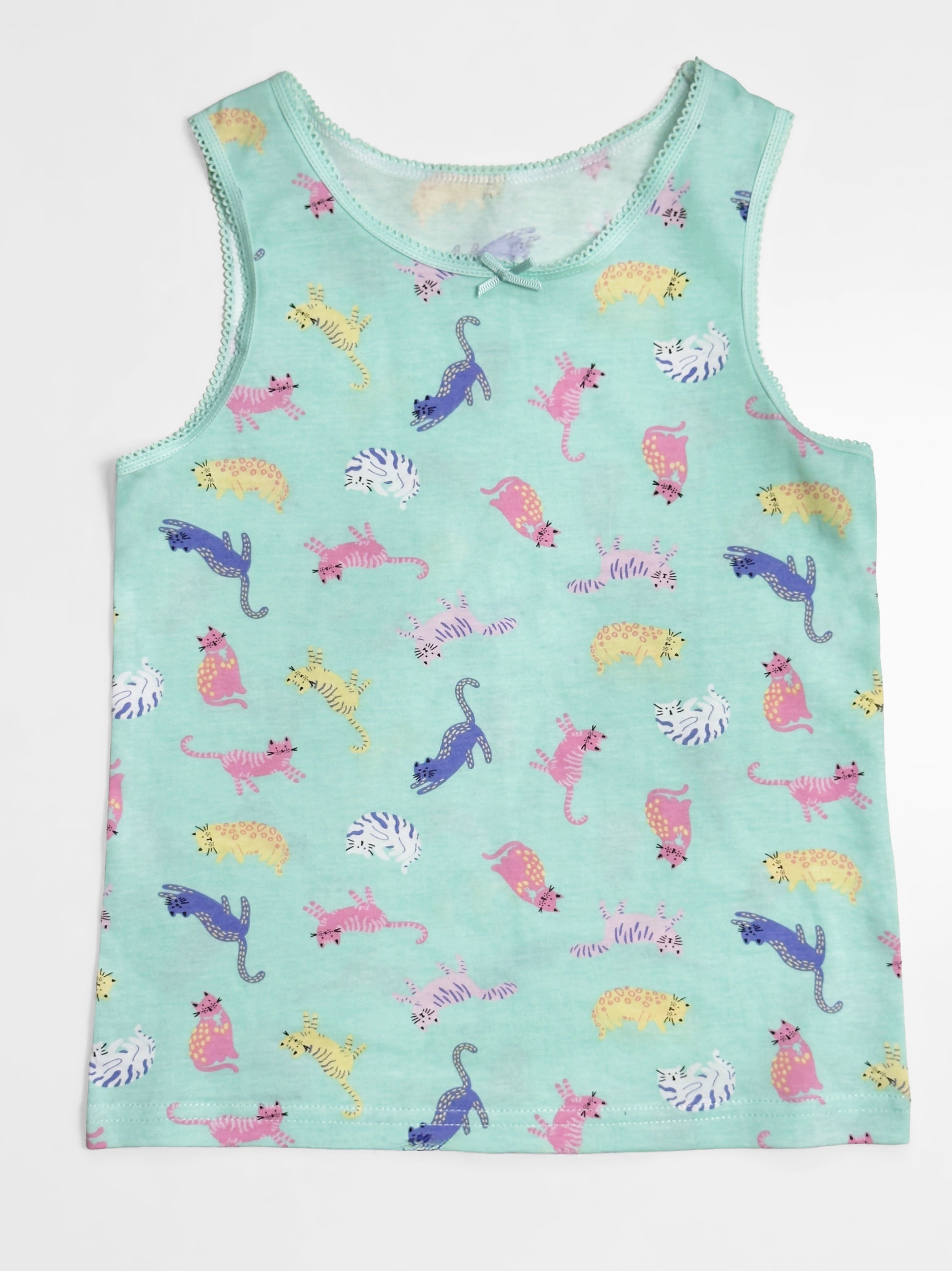 Toddler Girls' Sleeveless Tank Top – Playful Cat Print