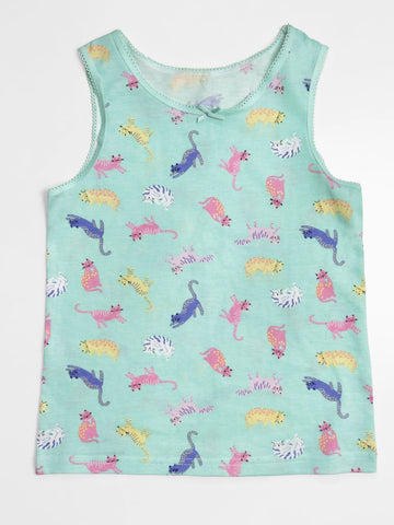 Toddler Girls' Sleeveless Tank Top – Playful Cat Print