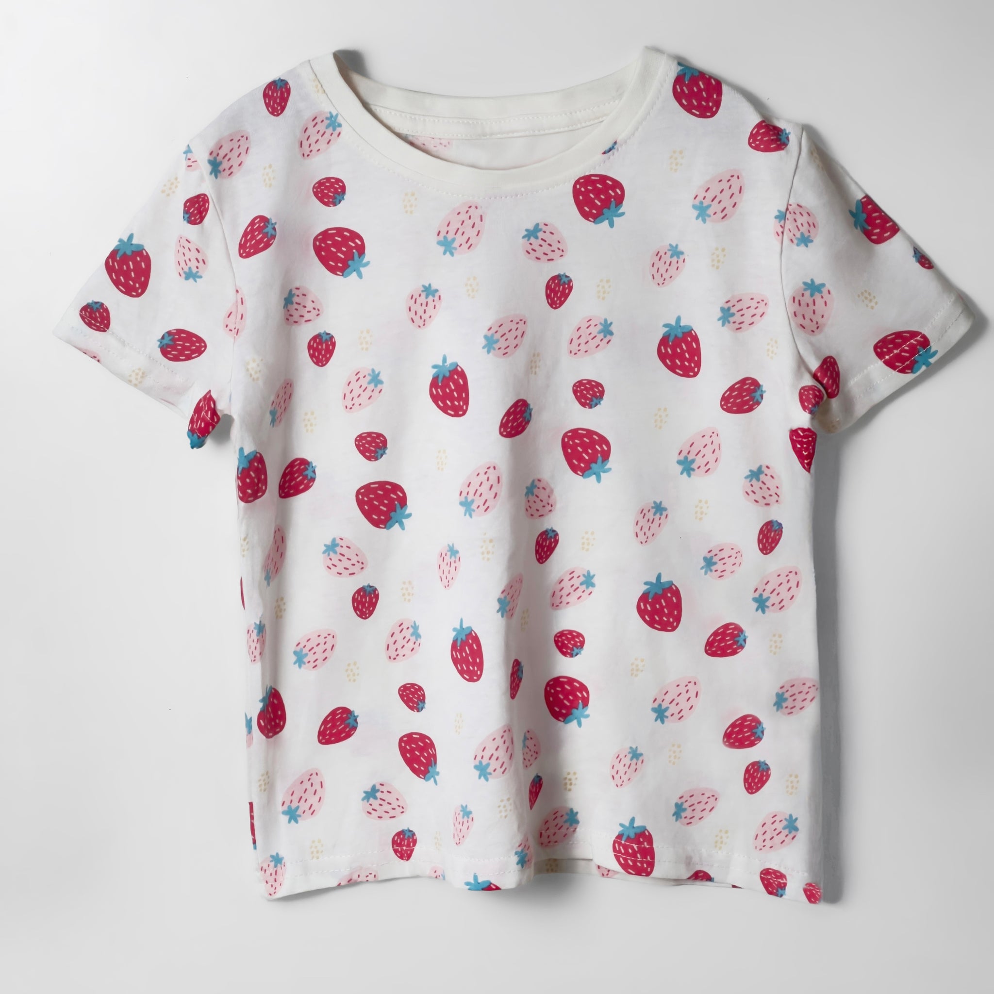 Toddler Girls Strawberry Print Cotton T-Shirt