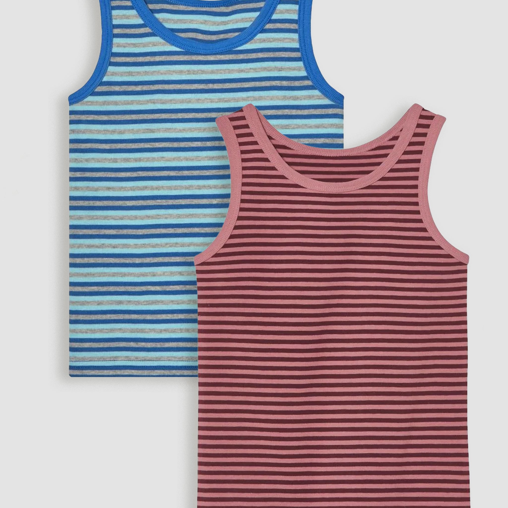 Toddler's 2-Pack Cotton Striped Tank Tops blue & brown stripe