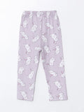 Unisex Baby Pajama in Cotton fabric and lavender color with a Rabbit Print 