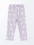 Unisex Baby Pajama in Cotton fabric and lavender color with a Rabbit Print 