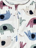 Unisex Baby Romper Dress in beige color with elephant print
