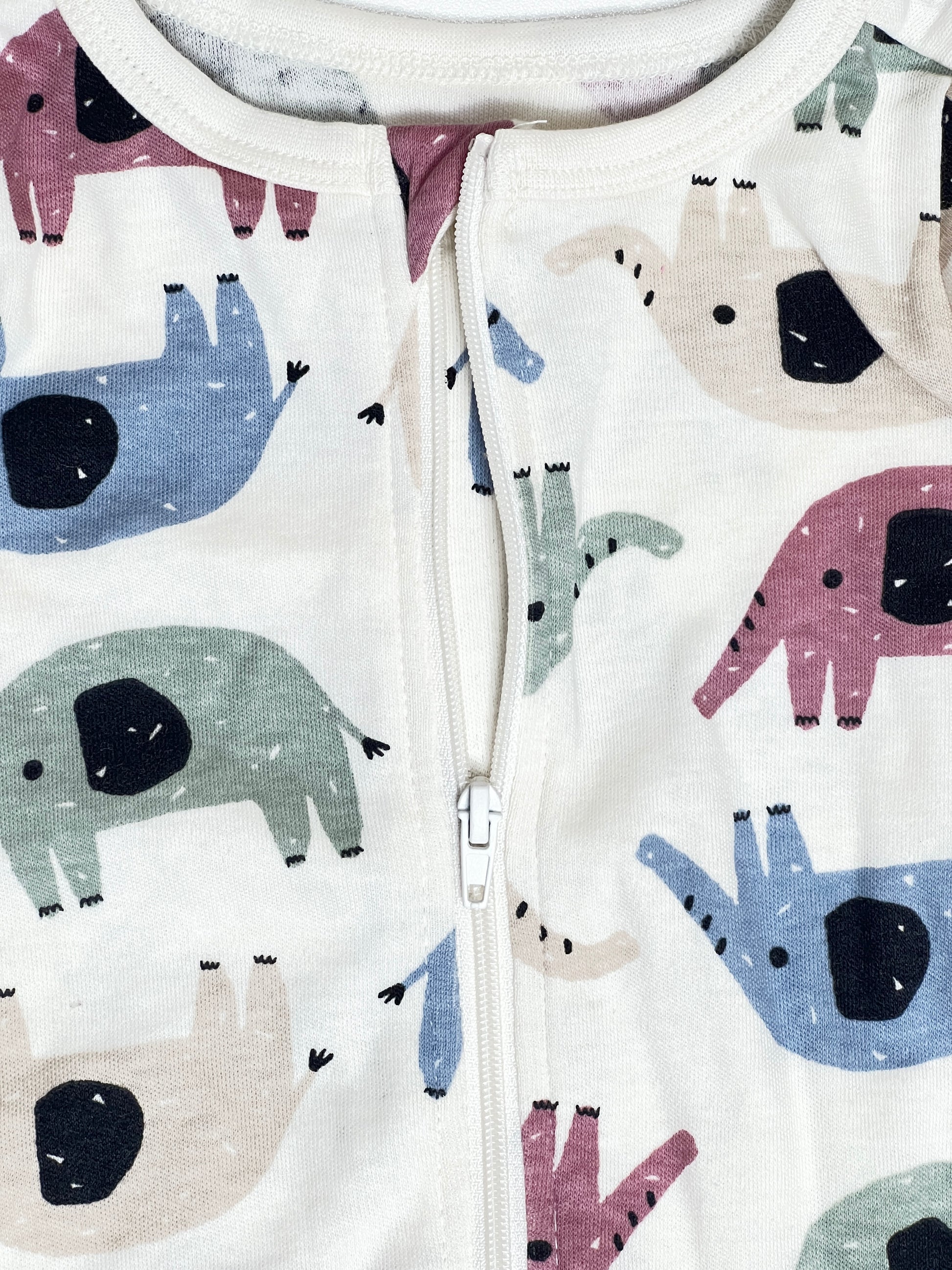 Unisex Baby Romper Dress in beige color with elephant print