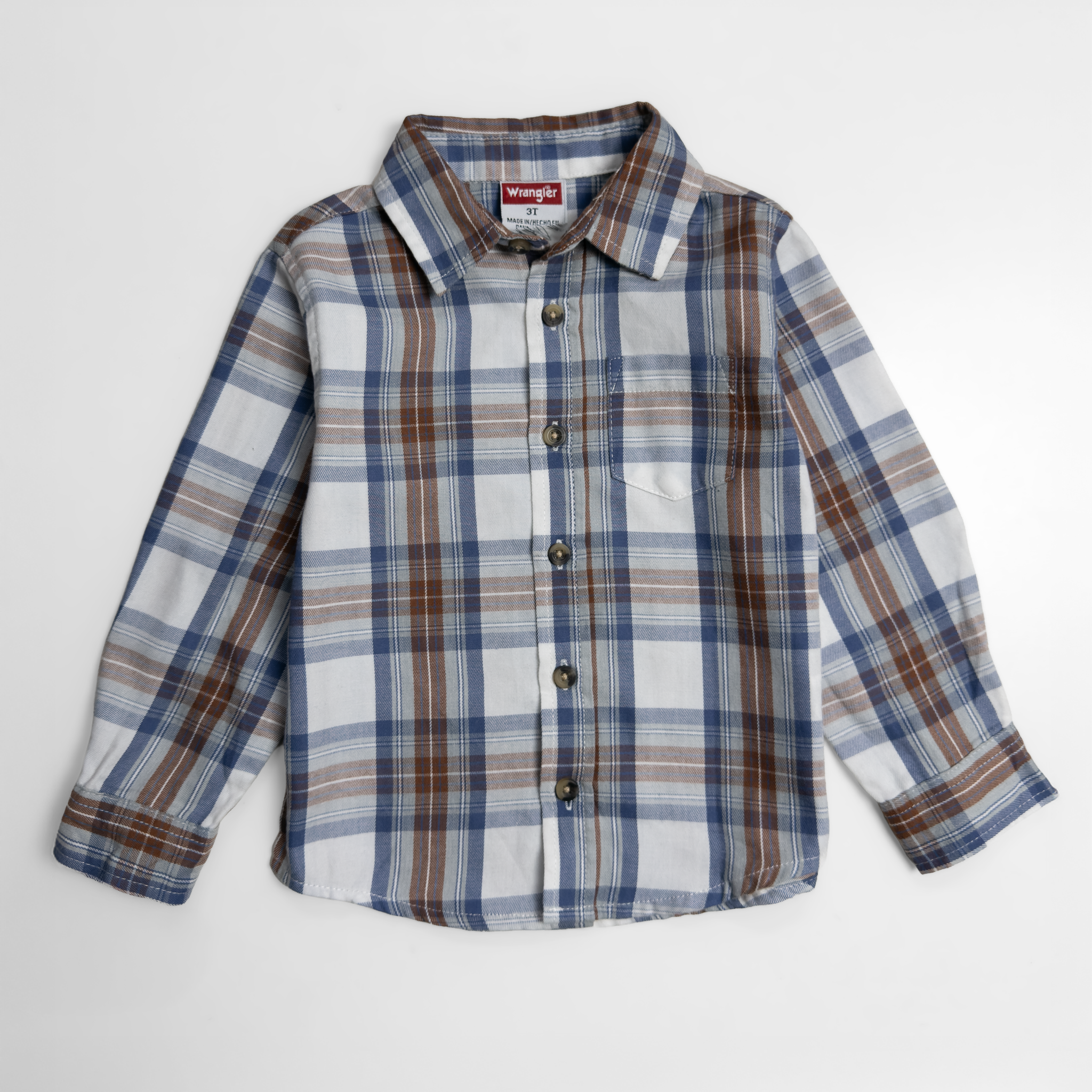 Toddler Full Sleeve Cotton Shirt | White & Khaki Stripe