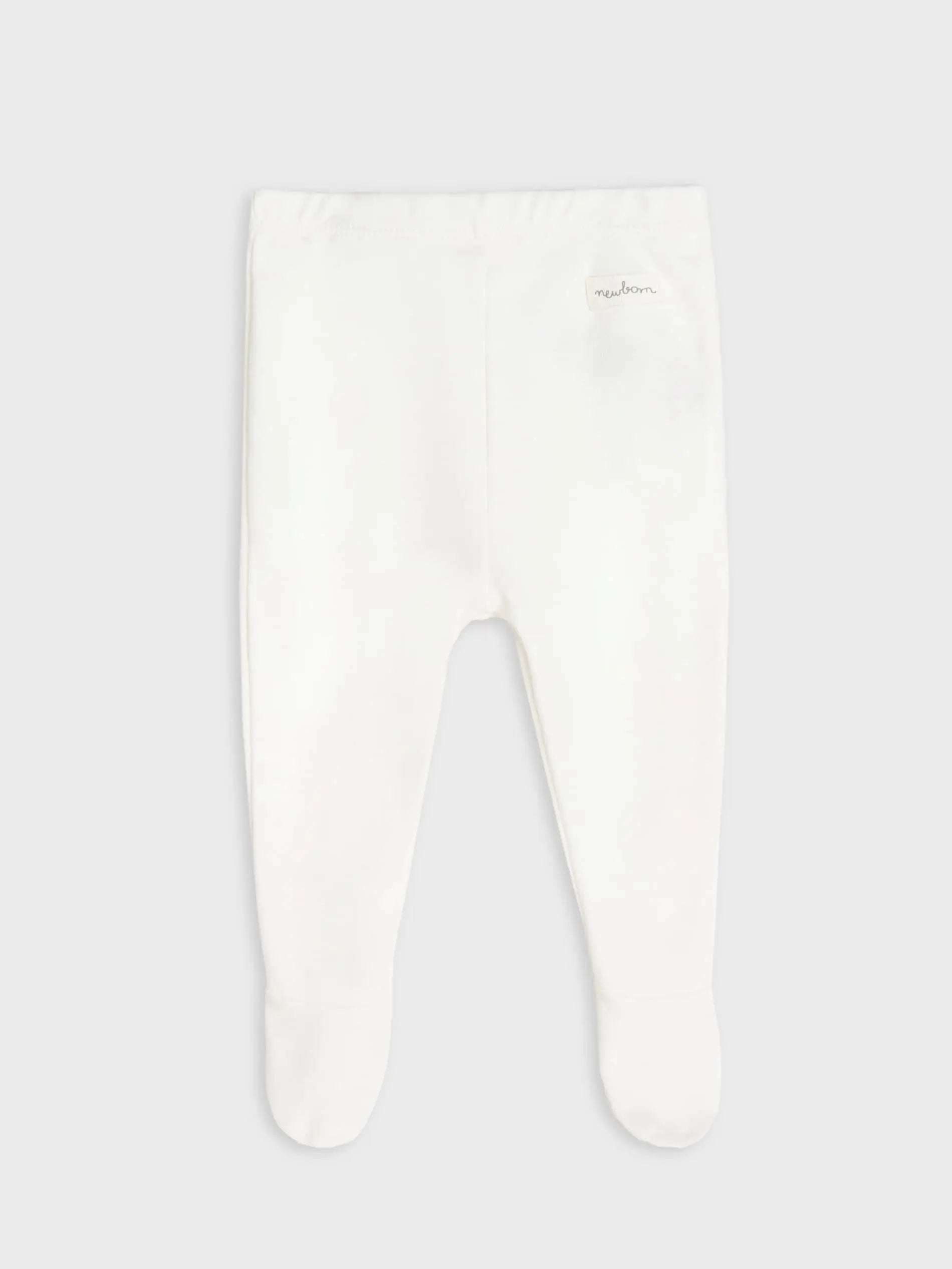 White cotton leggings with attached footwear