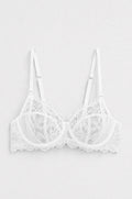 PTex Fashion white non-padded full cup floral lace bra, front flat lay