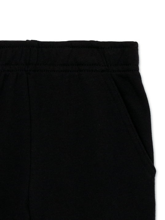 Boy's Terry Fabric Black Short Pant - Cotton, Stretchable Waist & Side Pocket