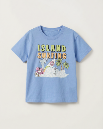 Kid Girl's Half Sleeve Cotton T-Shirt - Blue